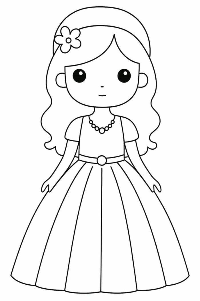 tranh tô màu búp bê giấy cute