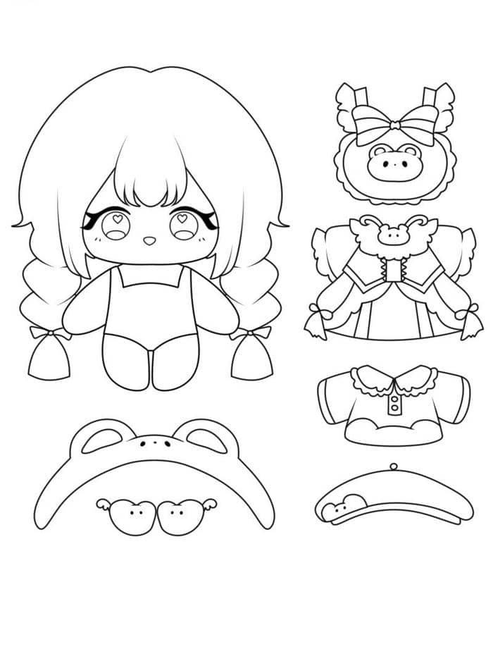 coloring pages búp bê giấy tô màu