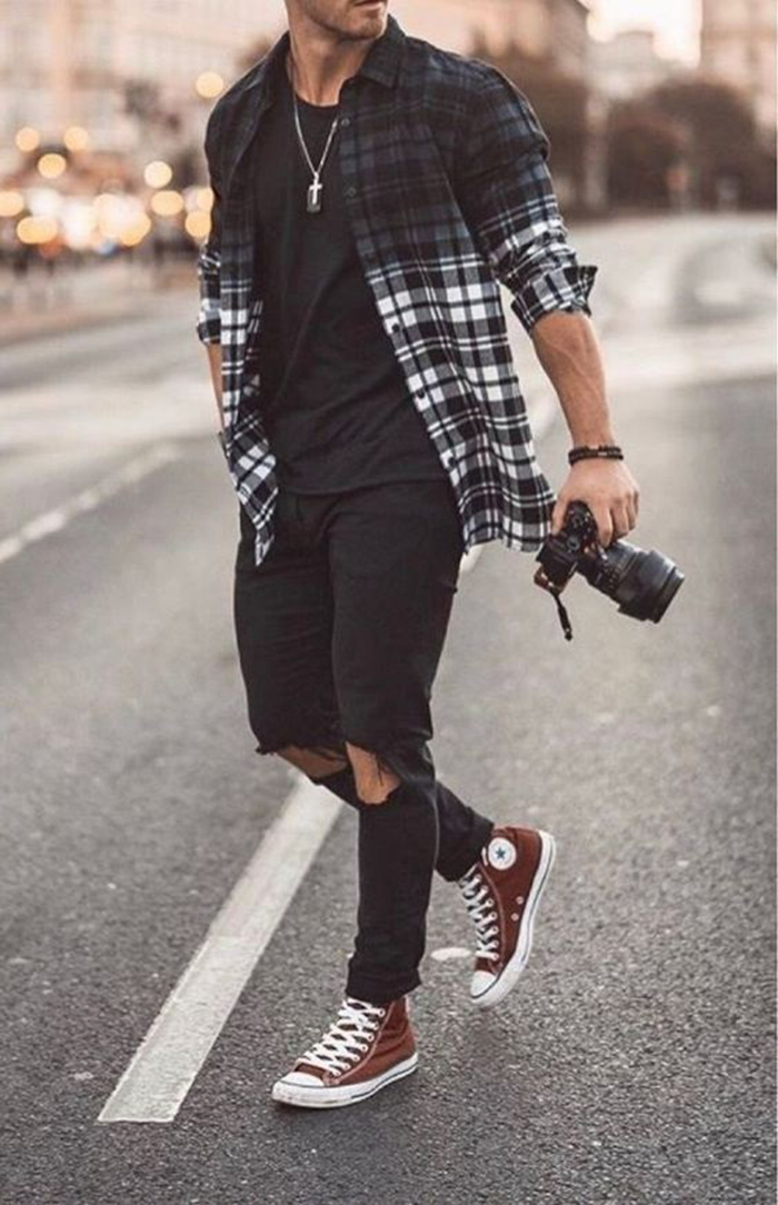 Gợi ý những cách phối đồ với giày Converse cổ cao cho nam