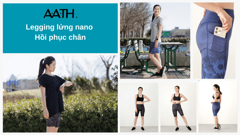 Quần Legging lửng nữ nano AATH Japan hồi phục chân đau mỏi