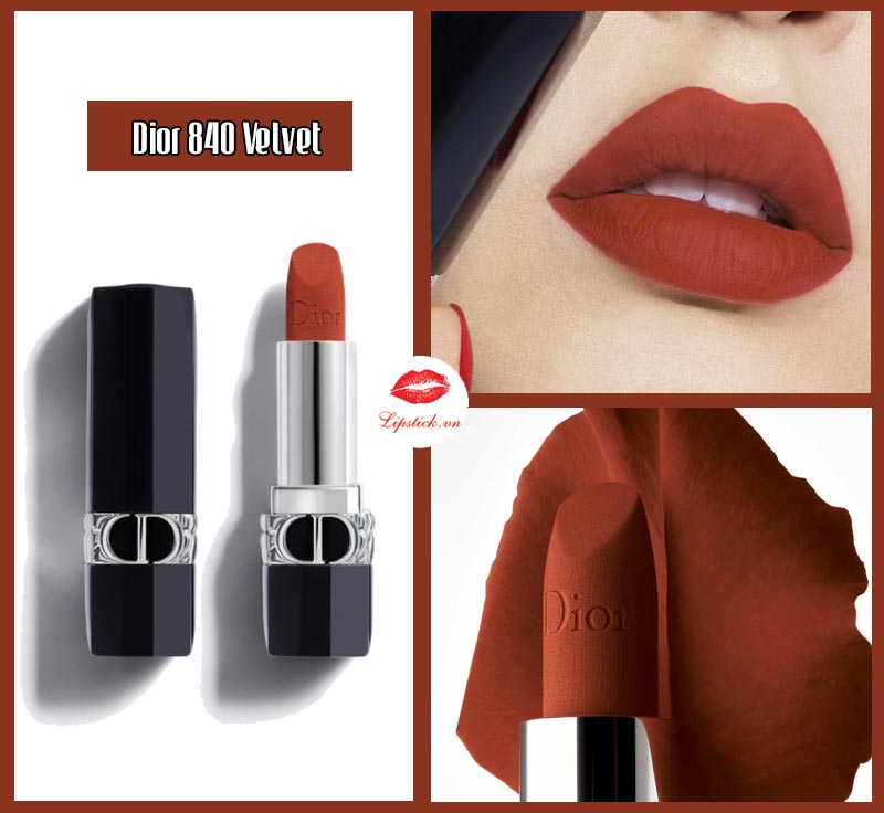 Son Dior Velvet 840 Rayonnate – Đỏ Gạch MỚI NHẤT