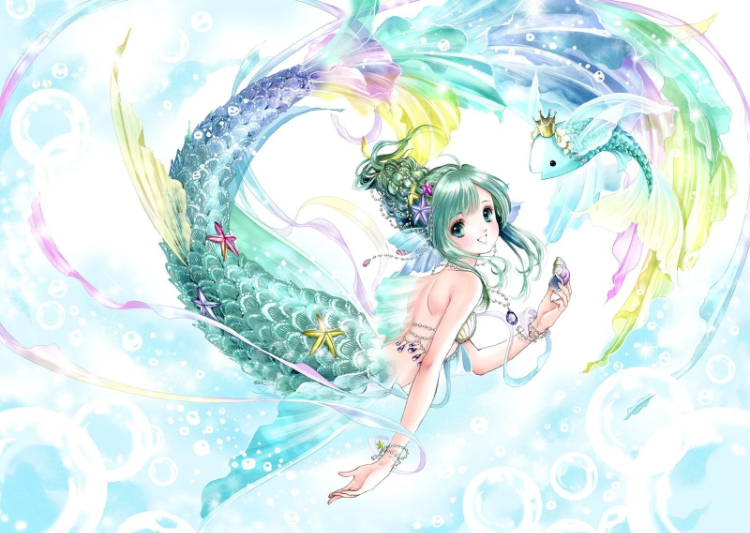 Hình ảnh cung Song Ngư anime đang vui đùa