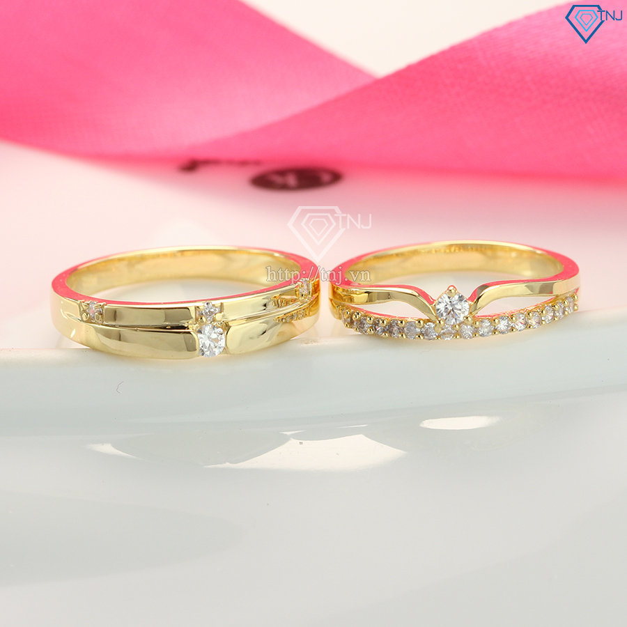 Nhẫn cặp bạc mạ vàng 18K ND0374