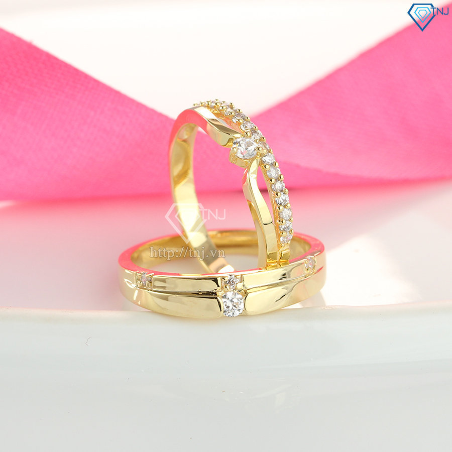 Nhẫn cặp bạc mạ vàng 18K ND0374