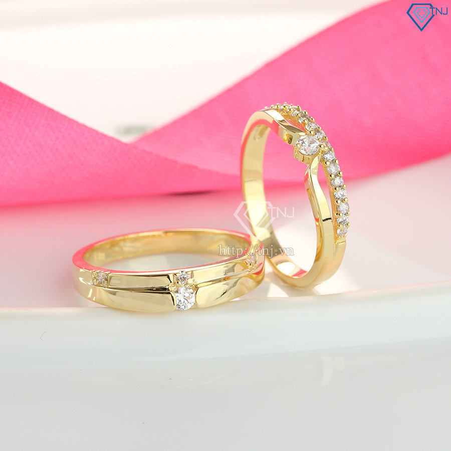 Nhẫn cặp bạc mạ vàng 18K ND0374
