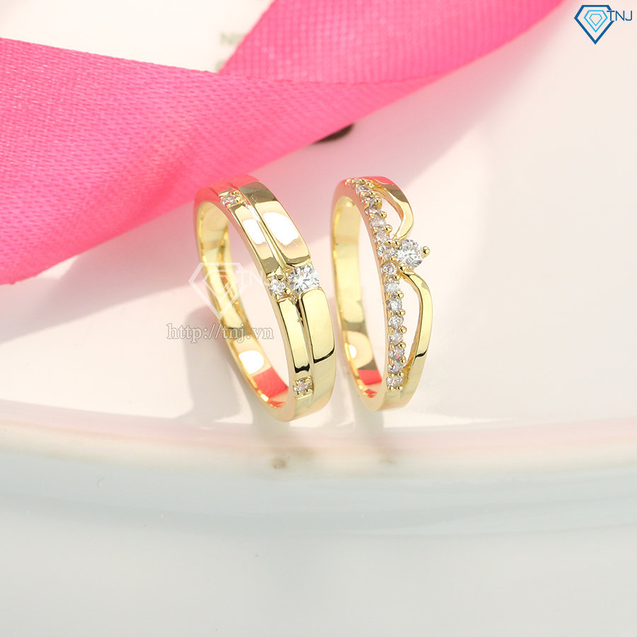 Nhẫn cặp bạc mạ vàng 18K ND0374