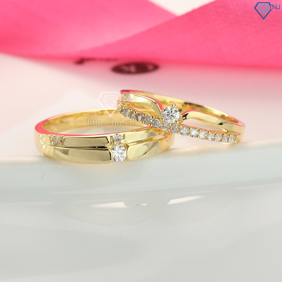Nhẫn cặp bạc mạ vàng 18K ND0374