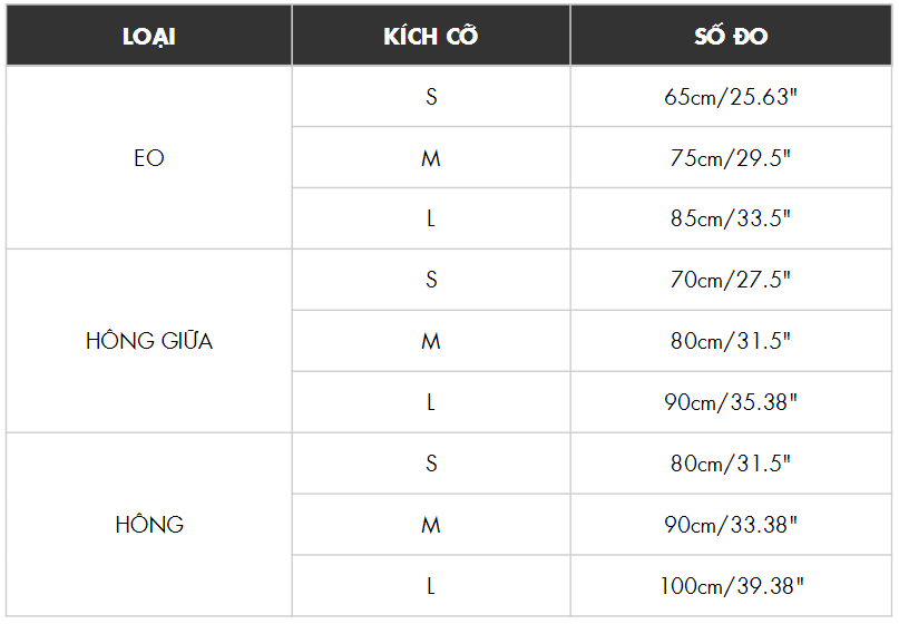 bảng size thắt lưng Charles & Keith