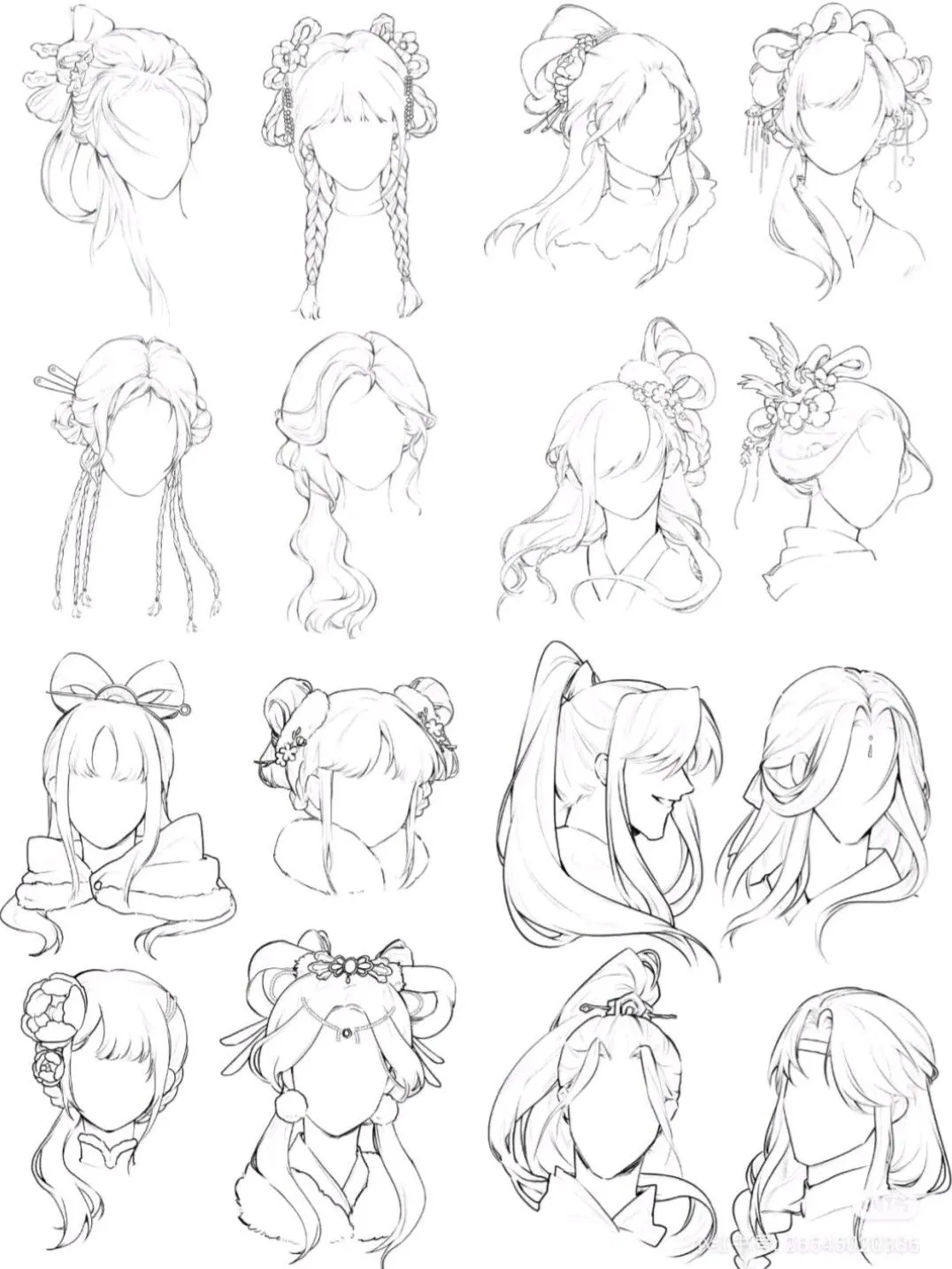 Mẫu vẽ tóc anime trung quốc