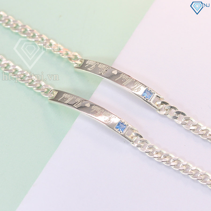 lắc tay bạc đôi khắc tên theo yêu cầu LTD0004