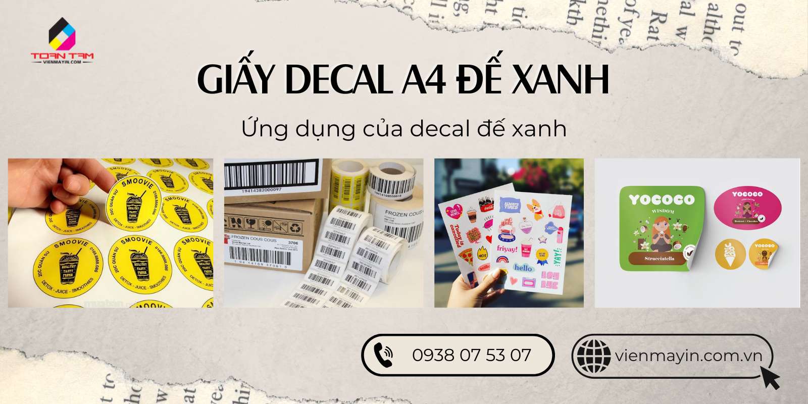 Ứng dụng Giấy Decal A4 đế xanh