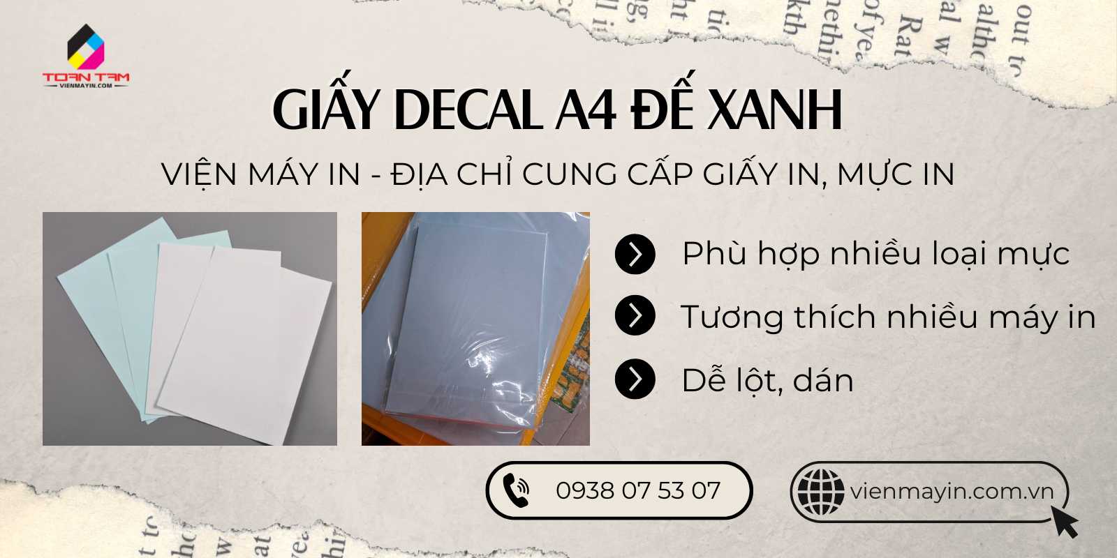Viện máy in cung cấp Giấy Decal A4 đế xanh
