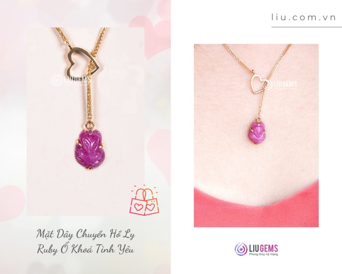 Mặt Dây Chuyền Hồ Ly Ruby Ổ Khoá Tình Yêu