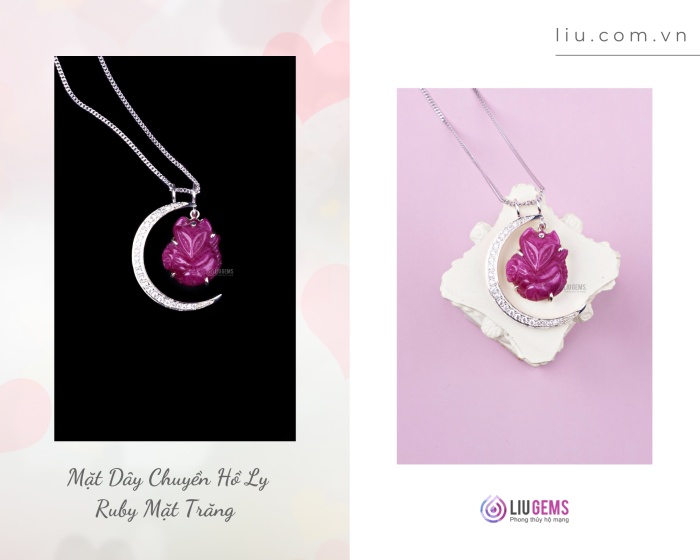 Mặt Dây Chuyền Hồ Ly Ruby Mặt Trăng