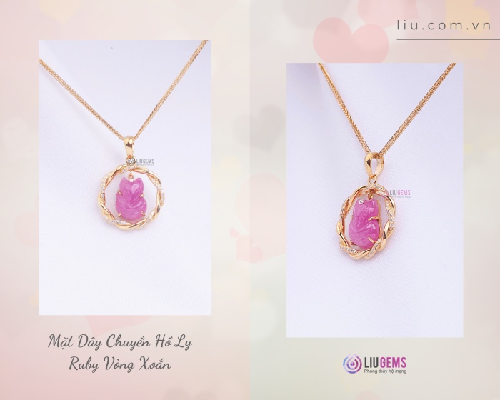 Mặt Dây Chuyền Hồ Ly Ruby Vòng Xoắn