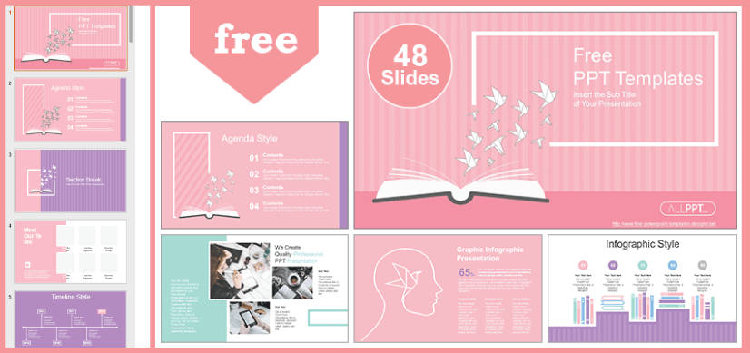 Free Cute Pink Origami PowerPoint Template