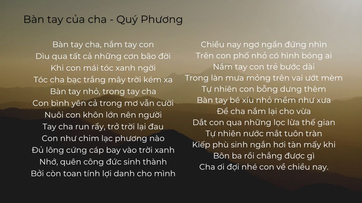 Bài thơ về cha hay nhất