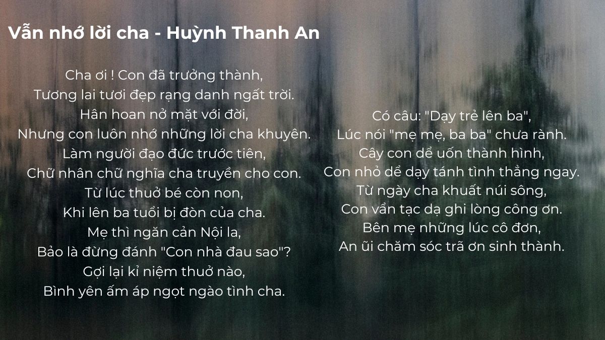 Bài thơ ngày của cha chân thành