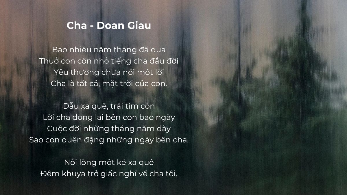 Bài thơ về ngày của cha