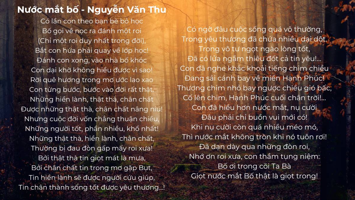 Thơ ngày của cha chân thành