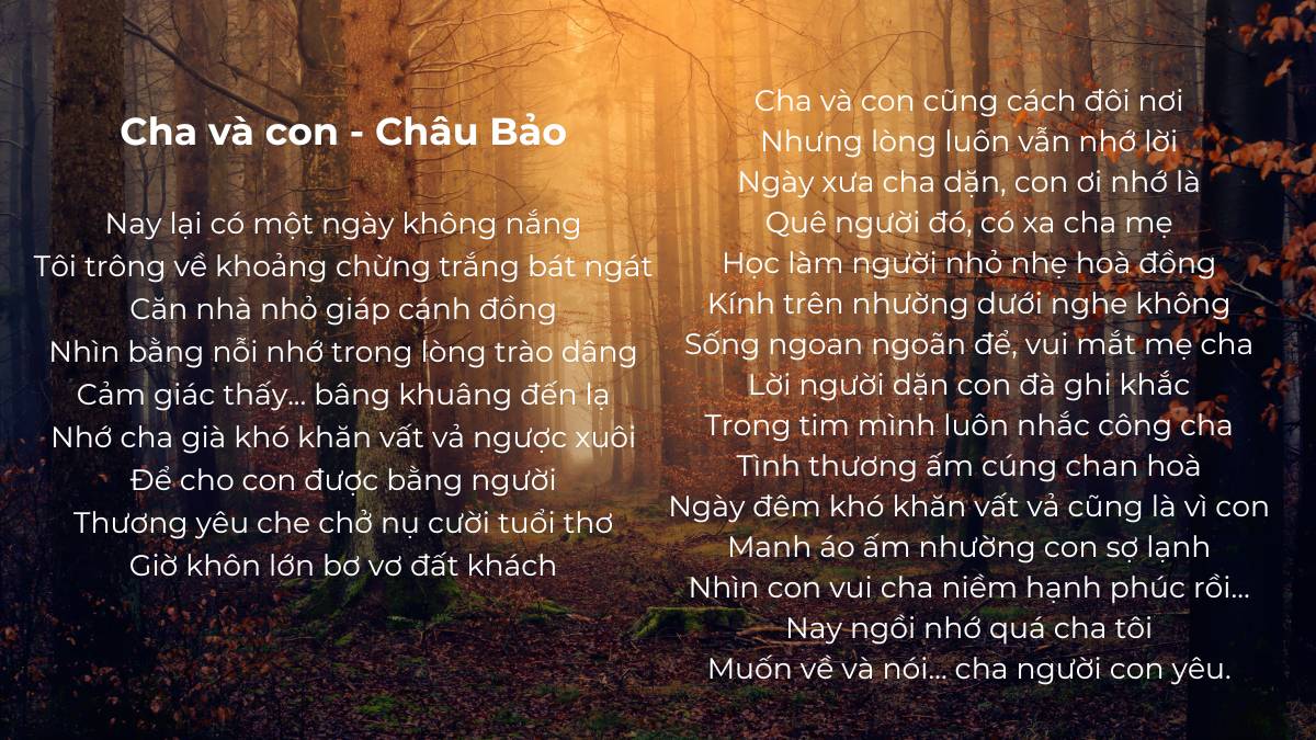 Bài thơ hay về cha