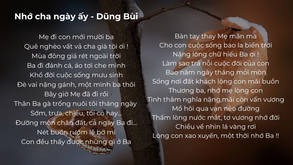 Những bài thơ về cha đã mất ý nghĩa