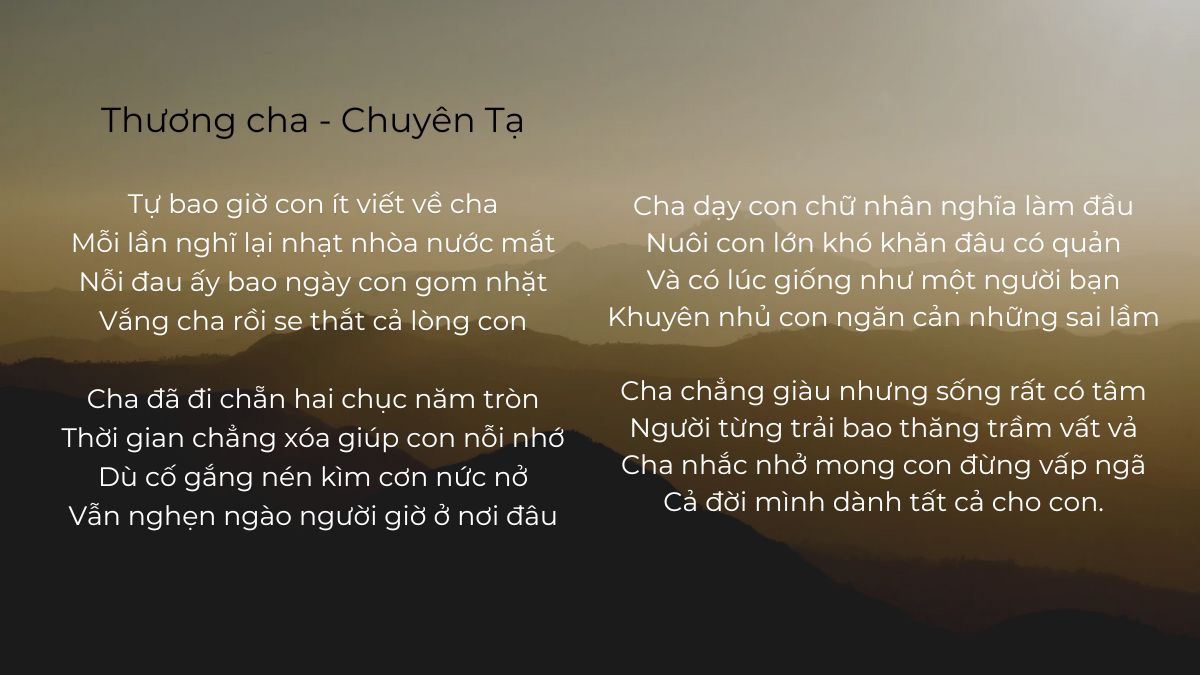 Bài thơ về cha ý nghĩa