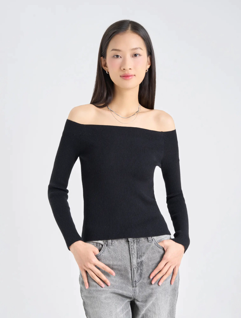 áo len nữ trễ vai
