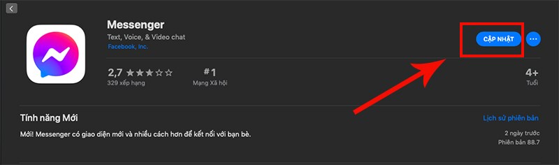 Chọn biểu tượng tải xuống tại Messenger