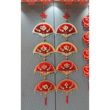 Set 2 Dây 4 Quạt Giấy CMNM VSNY - Trang Trí Tết Nhà Cửa, Decor Chụp Ảnh Giá 89k
