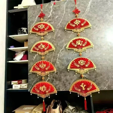Set 2 Dây 4 Quạt Giấy CMNM VSNY - Trang Trí Tết Nhà Cửa, Decor Chụp Ảnh Giá 89k