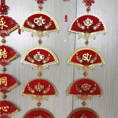 Set 2 Dây 4 Quạt Giấy CMNM VSNY - Trang Trí Tết Nhà Cửa, Decor Chụp Ảnh Giá 89k