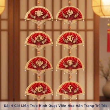 Set 2 Dây 4 Quạt Giấy CMNM VSNY - Trang Trí Tết Nhà Cửa, Decor Chụp Ảnh Giá 89k