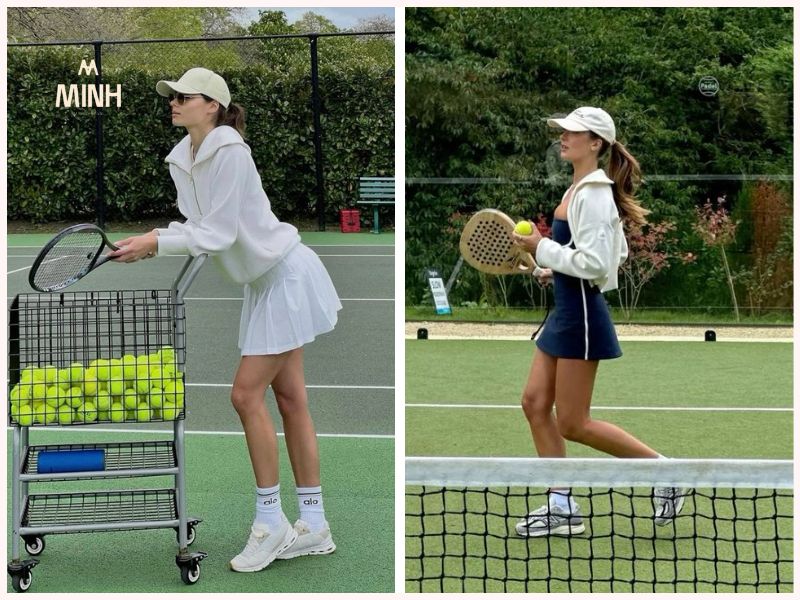 Váy tennis kết hợp với áo khoác 