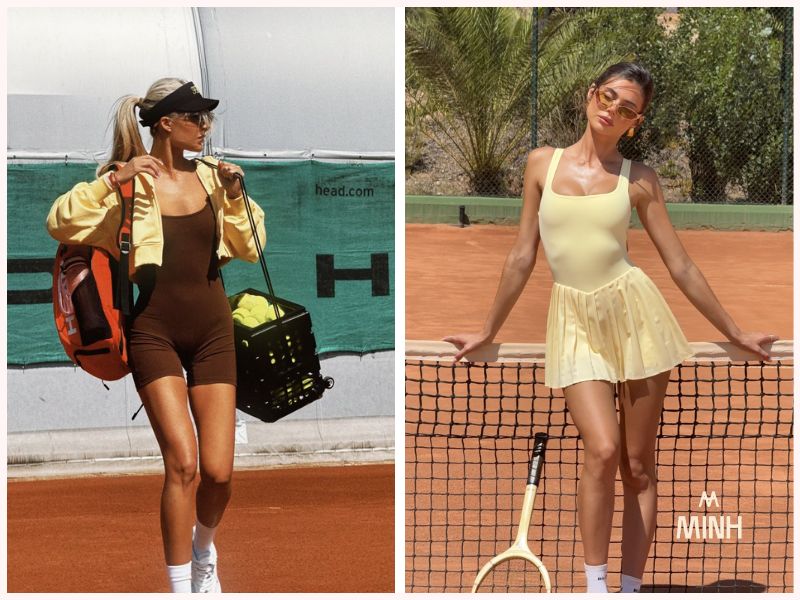 Jumpsuit tennis và phối cùng phụ kiện thể thao