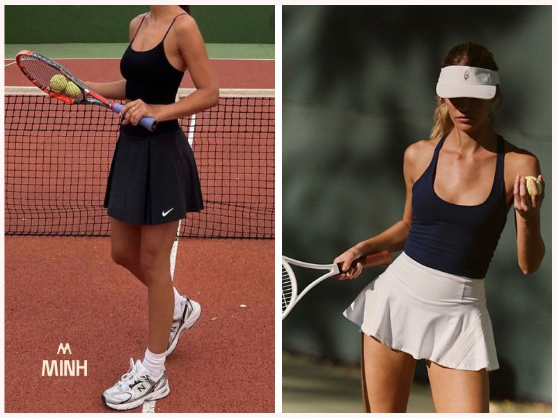 Váy tennis phối cùng áo thun basic