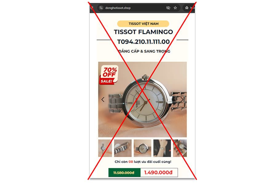 Cảnh giác về việc giảm giá 70% đồng hồ TISSOT