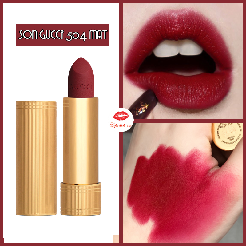 Son Gucci Màu 504 Myra Crimson Matte Đỏ Đậm Tinh Tế