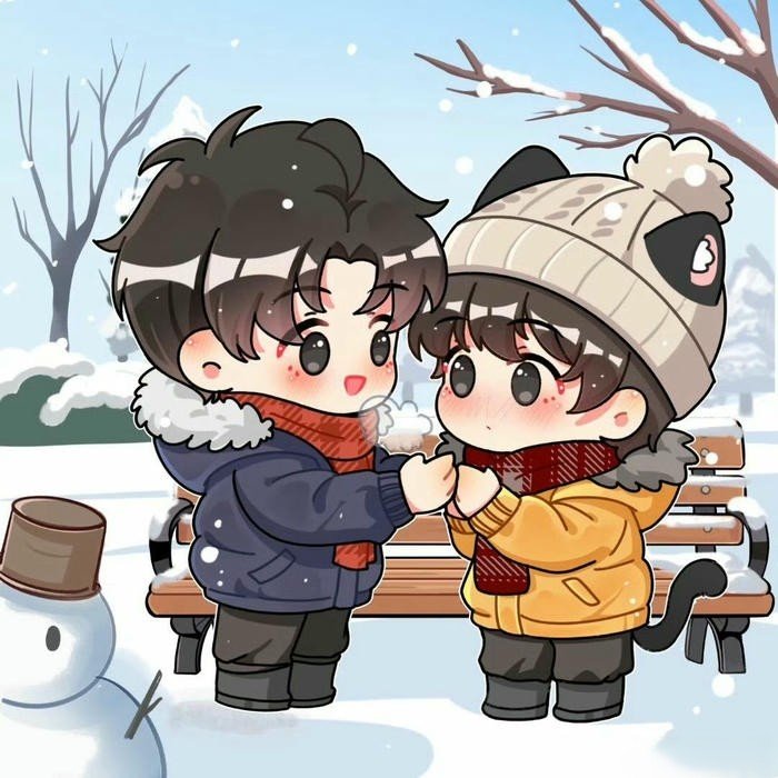 Chibi mỹ đam ảnh minh họa hoạt hình dễ thương