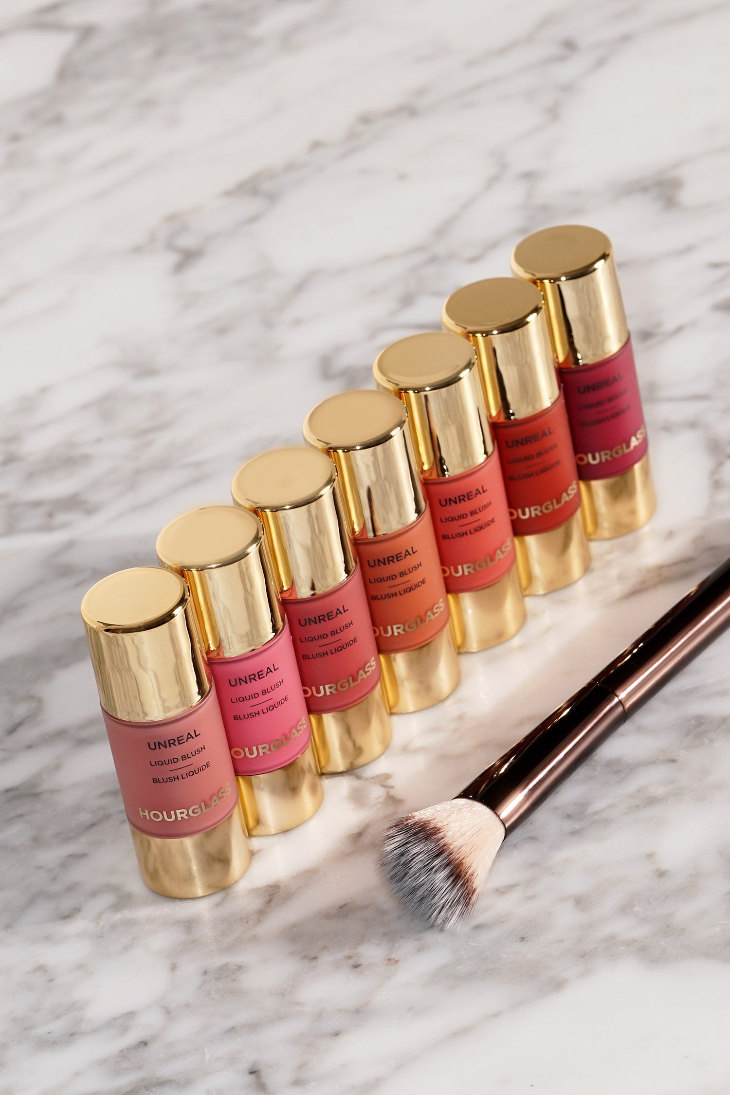 Hourglass Scene Unreal Liquid Blush + Tide Unlocked Satin Lipstick + Sense Phantom Glossy Balm