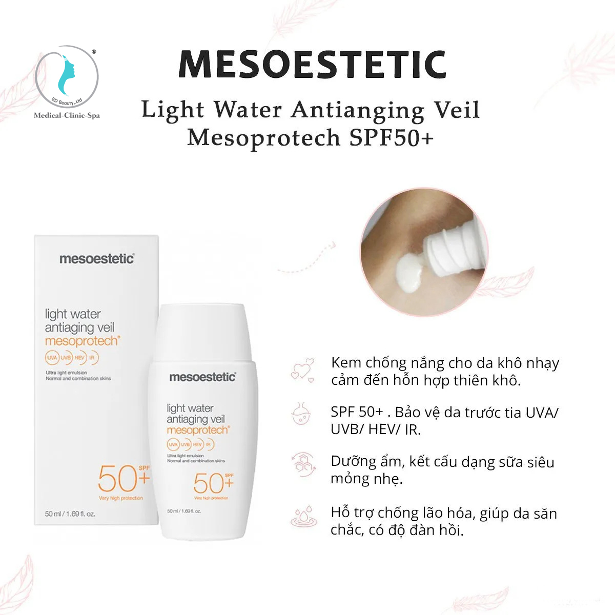 Hình Công dụng có trong Mesoprotech Light Water Antiaging Veil SPF 50+