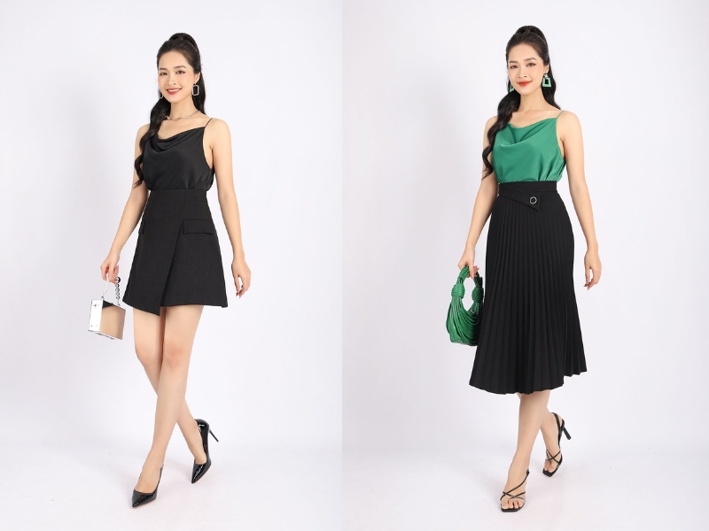 phối đồ với áo 2 dây