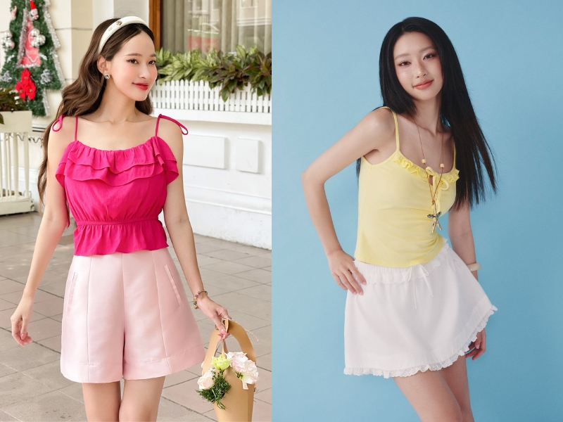 phối đồ với áo 2 dây