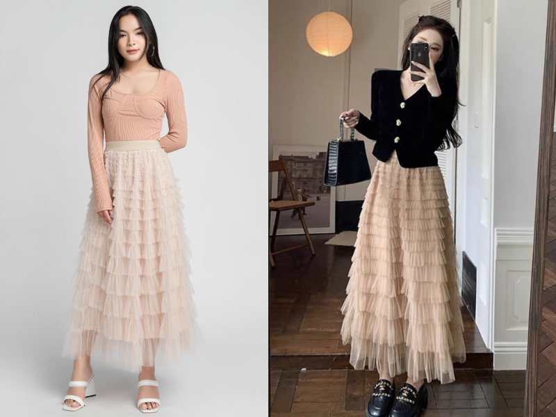 Chây váy xoè nhiều tầng