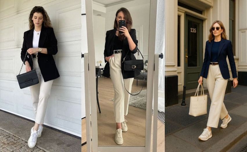 Chân váy jeans phối cùng áo phông, sơ mi, trễ vai hay blazer đều hợp