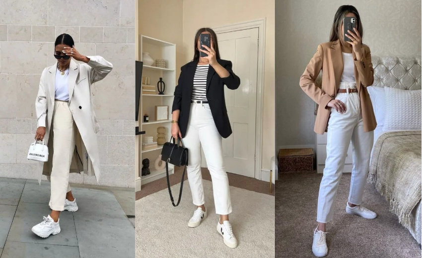 Chân váy jeans cũng là “item” phù hợp với nhiều dáng giày thể thao