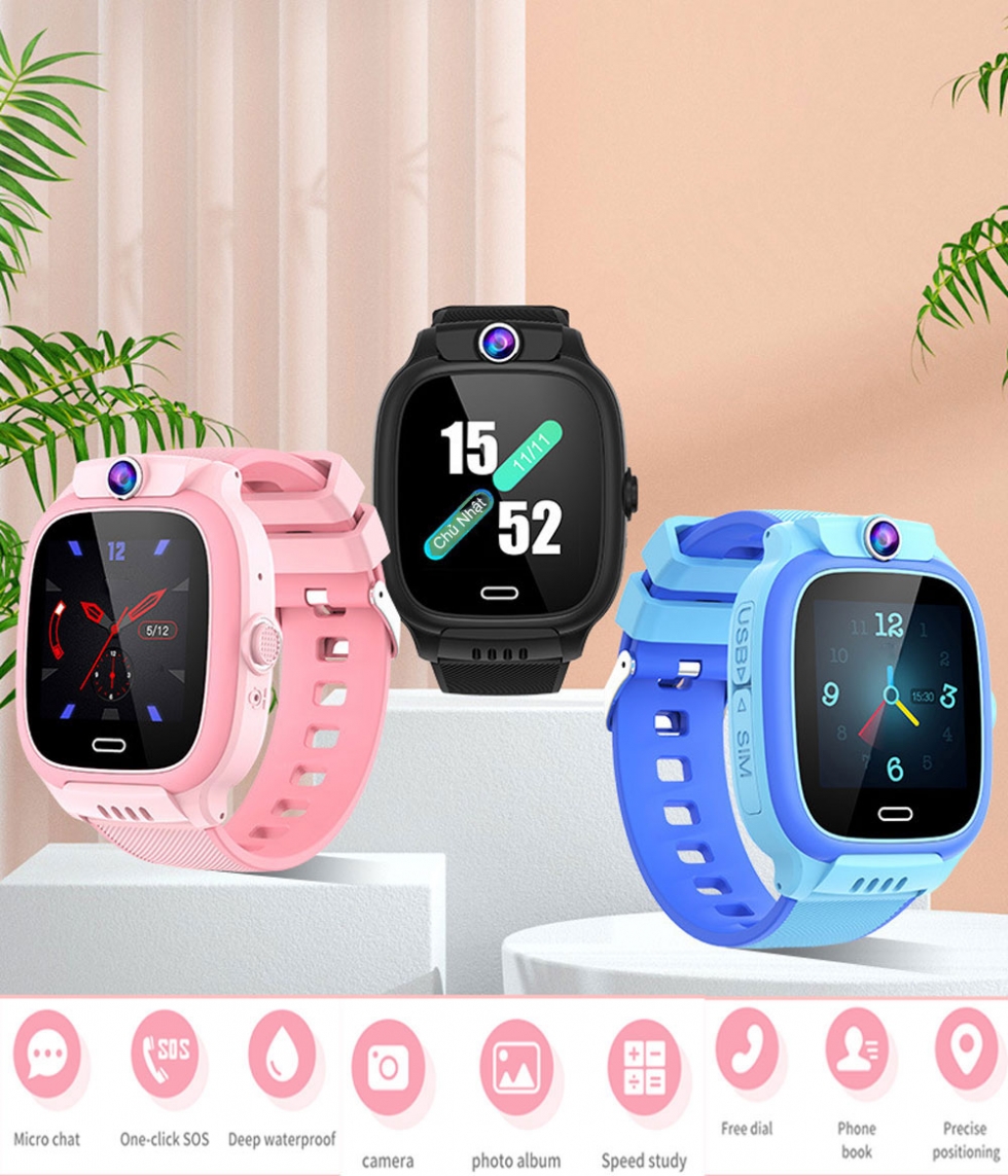 Đồng Hồ Trẻ Em Thông Minh BaByKid BBK05 Chống Nước IPX67 - Có Camera Chụp Ảnh Từ Xa - Định Vị WiFi Auto + Tặng SIM 4G Data Tốc Độ Cao