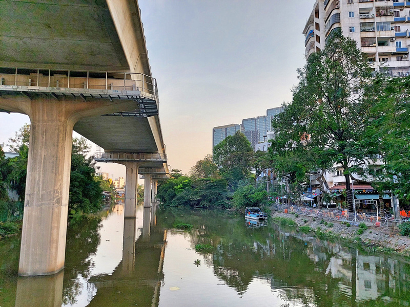 Metro line in canal