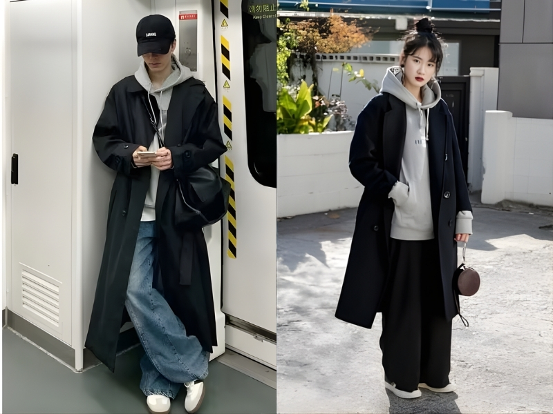 phối áo hoodie với áo khoác