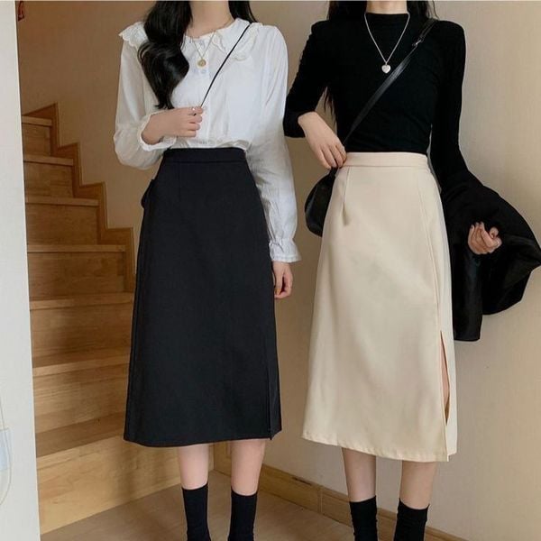 Công thức phối đồ với chân váy dài - áo thun
